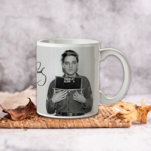 Pyramid America - Elvis Presley - Mugshot 11 oz. Mug - Unique Ceramic Cup for Coffee, Cocoa & Tea Drinkers - Chip Resistant & Printed Both Sides