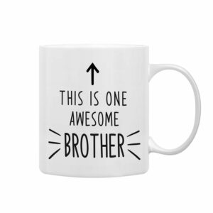 QASHWEY This is One Awesome Brother Coffee Mugs Mug, Brother Birthday Christmas Wedding Gifts from Sister Brother,Inspirational Brother Gift Double Side Printed Ceramic Mug Cup...