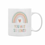 QASHWEY You Are So Loved Rainbow Coffee Mugs Mug, Inspirational Gifts for Women Girls Kids Wife Her Sister Mom Girlfriend, Birthday Gift Double Side Printed Ceramic Mug Cup 11...