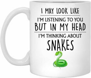 Q.PaddyShops Snake Gift, Snake Mug, Funny Snake Gifts, Snake Gifts For Him, Her, Gift For Snake Lovers, Snake Owner, Thinking About Snakes Coffee Mug 11oz (MUG-K7JNSRTKUF-11oz)