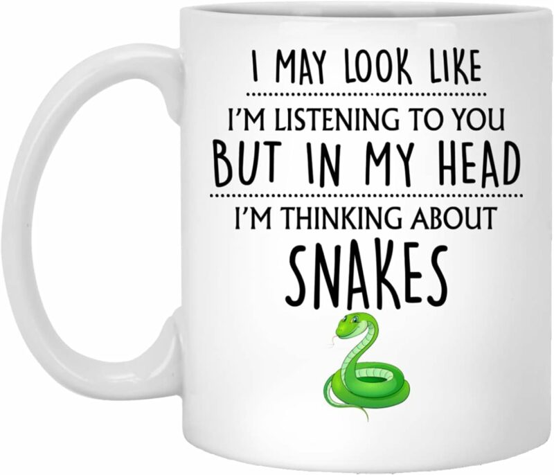 Q.PaddyShops Snake Gift, Snake Mug, Funny Snake Gifts, Snake Gifts For Him, Her, Gift For Snake Lovers, Snake Owner, Thinking About Snakes Coffee Mug 11oz (MUG-K7JNSRTKUF-11oz)