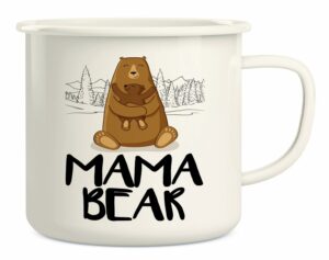 Retreez Funny Mama Bear Baby Shower 16 Oz Enamel Stainless Steel Metal Camping Campfire Coffee Mugs - Sarcasm Motivational Inspirational birthday gifts for her mommy mother mom...