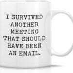 Retreez Funny Mug - I Survived Another Meeting That Should Have Been an Email 11 Oz Ceramic Coffee Mugs - Funny, Sarcasm, Inspirational birthday gifts for friends, coworkers,...