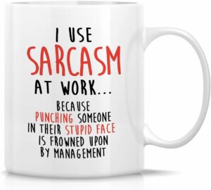 Retreez Funny Mug - I Use Sarcasm at Work 11 Oz Ceramic Coffee Mugs - Funny, Sarcasm, Sarcastic, Humor, Inspirational, Motivational birthday gifts for friends, colleagues,...