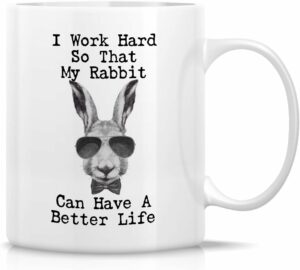 Retreez Funny Mug - I Work Hard My Rabbit Have Better Life Rabbit Lovers 11 Oz Ceramic Coffee Mugs - Funny, Sarcasm, Inspirational birthday gifts for her wife girlfriend friends...