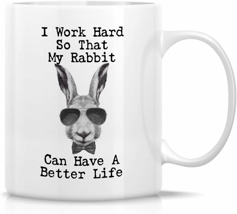 Retreez Funny Mug - I Work Hard My Rabbit Have Better Life Rabbit Lovers 11 Oz Ceramic Coffee Mugs - Funny, Sarcasm, Inspirational birthday gifts for her wife girlfriend friends...