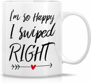 Retreez Funny Mug - I'm So Happy I Swiped Right 11 Oz Ceramic Coffee Mugs - Funny, Sarcasm, Motivational, Inspirational birthday gifts for dating dates, husband, wife,...