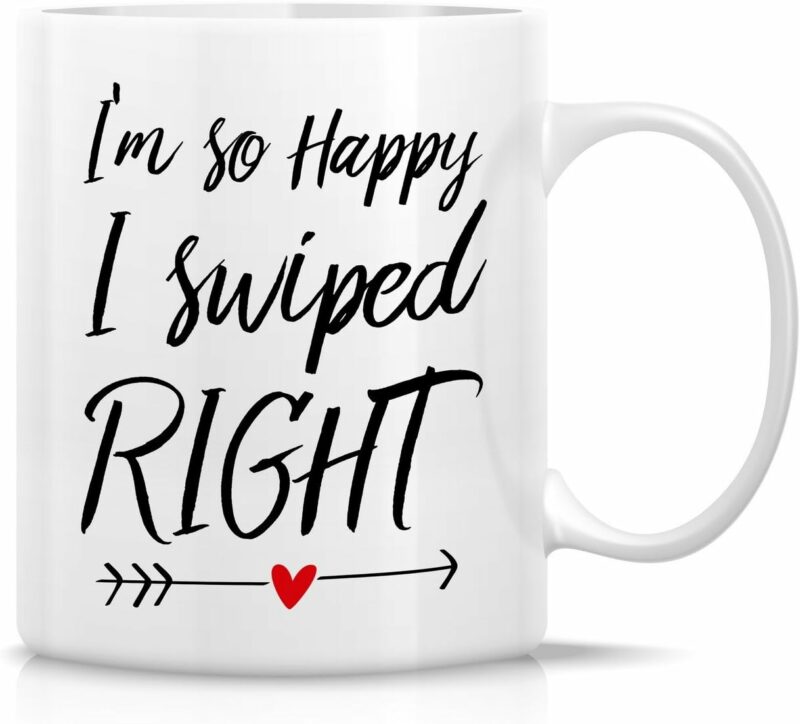 Retreez Funny Mug - I'm So Happy I Swiped Right 11 Oz Ceramic Coffee Mugs - Funny, Sarcasm, Motivational, Inspirational birthday gifts for dating dates, husband, wife,...