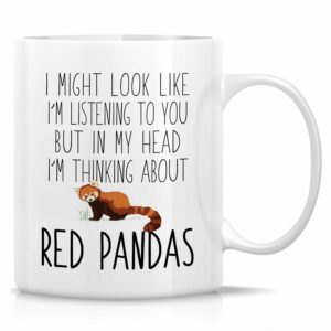 Retreez Funny Red Panda Lover Mug - Thinking About Red Pandas - 11 Oz Ceramic Coffee or Tea Cup - Humorous Gift for Red Panda Enthusiasts, Animal Lovers and Wildlife Biologist -...