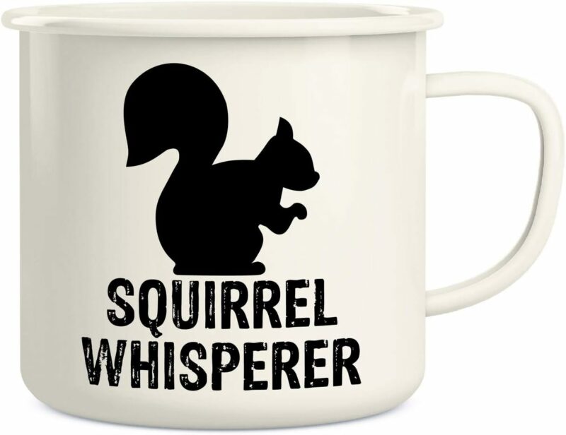 Retreez Squirrel Whisperer Cute Lovely 16 Oz Enamel Stainless Steel Metal Camping Campfire Coffee Mug Cup - Funny Sarcastic Inspirational birthday gift for friend coworker...