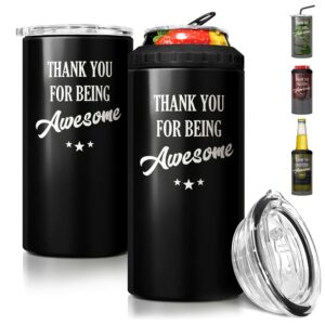 SANDJEST Thank You for Being Awesome Tumbler - 16oz 4-in-1 Tumbler Inspirational Can Cooler Cup - Stainless Steel Insulated Cans Coozie Travel Mug Christmas, Birthday,...