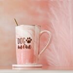 SHENDONG Dog Mom Coffee Mug - Novelty Gift for Dog Lovers, Mothers Day, Birthday - 14 Oz with Gift Box - Pink