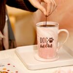 SHENDONG Dog Mom Coffee Mug - Novelty Gift for Dog Lovers, Mothers Day, Birthday - 14 Oz with Gift Box - Pink