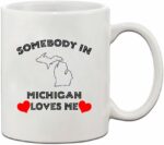 Speedy Pros Somebody In Michigan Loves Me Ceramic Coffee Tea Mug Cup Holiday Christmas Hanukkah Gift For Men & Women