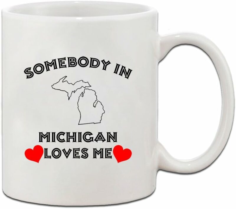 Speedy Pros Somebody In Michigan Loves Me Ceramic Coffee Tea Mug Cup Holiday Christmas Hanukkah Gift For Men & Women