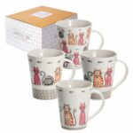 SPOTTED DOG GIFT COMPANY Cat Mugs, Cat Coffee Mug Set, 12 oz Cute Ceramic Porcelain China Coffee Tea Mugs Cups, Happy Cats Themed Gifts for Cat Lovers and Animal Lovers Women...