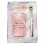 Teacher Appreciation Gifts, I'm a Teacher, What's Your Superpower Mug, Teacher Appreciation Mug, Gift for Teacher 14 Ounce Pink with Gift Box