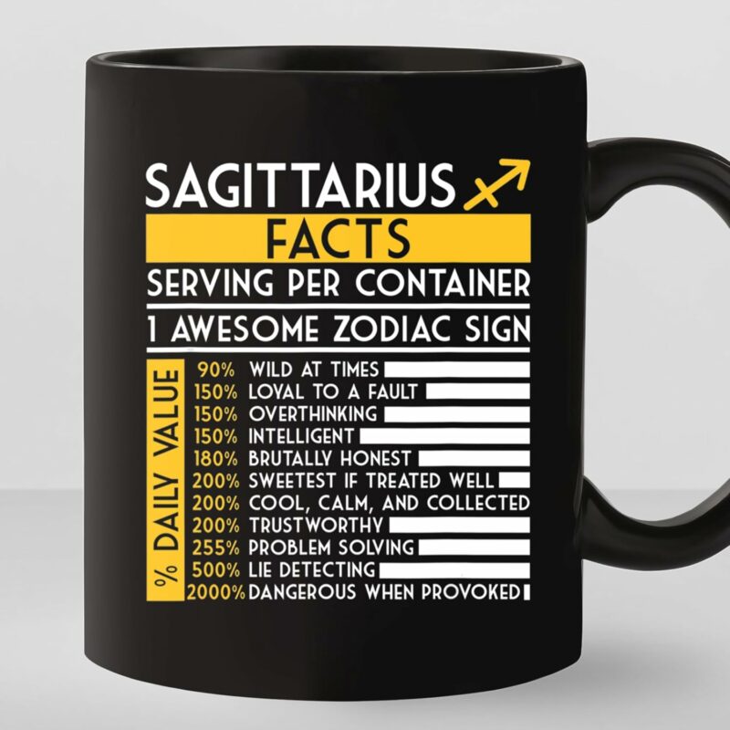 TODOLIA -11Oz- Sagittarius Facts Coffee Mug, Zodiac Sign Sagittarius Coffee Cup, Sagittarius Birthday Gift Mug, Sagittarius Symbol Mug, Ceramic Glossy Mug Gift For Family,...