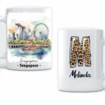Trendy Hometown Singapore Map Lover Favorite Watercolor Traveler Singapore Place Holiday Custom Names Gifts Mugs Cup 11oz 15oz Ideas