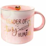 VILIGHT Teacher Appreciation Gifts for Women - Leader Of Tiny Humans Teacher Mug - Pink Marble Coffee Cup 11 Oz