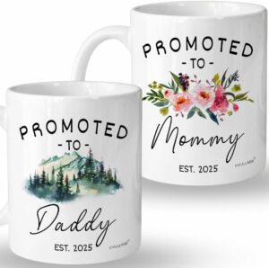 Vivulla68 Promoted to Parents Mommy Daddy 2025 Mugs, New Parent Gifts for Couple, New Mom and Dad Gifts First Time 2025, New Parents Christmas Gifts, Parent Coffee Mugs, Mom and...