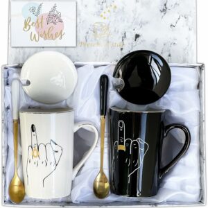 Wedding Ring Finger Mug Set Bridal Shower Gifts - wedding gifts for Couples Newlyweds Honeymoon Coffee Mug Set - Engagement Wedding, Married Couples Anniversary