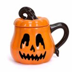Whaline Halloween Mug Spooky Pumpkin Face Coffee Mug Ceramic Drinking Mugs for Party Supplies Table Centerpieces Horror Gift, 12oz