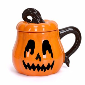 Whaline Halloween Mug Spooky Pumpkin Face Coffee Mug Ceramic Drinking Mugs for Party Supplies Table Centerpieces Horror Gift, 12oz