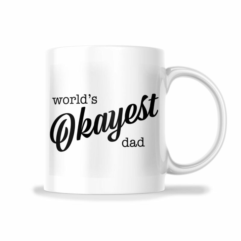 World's Okayest Dad Mug - Funny Sarcastic Gag Gift Mug For Dad - 11 Oz Mug Great Gift For Holiday Birthday Christmas - Premium Ceramic Dye Sublimation Mug - Printed In The USA...