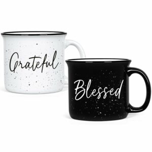 YHRJWN Christian Gifts, Grateful Blessed Coffee Mug, Christian Mugs, Couple Mugs, Religious Gifts for Men Women, Couple Gifts for Christmas, Faith Mug, Wedding Bridal Shower...