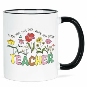 YHRJWN Teacher Appreciation Gifts, Teach Them Love Them Watch Them Grow Mug, Teacher Mug, Teacher Gifts for Women, Gifts for Teachers, Teachers Appreciation Week Christmas Gifts...
