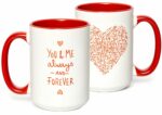 You & Me Always And Forever 14oz Stainless Steel Mug - Great for Hot or Cold Drinks, Coffee, Valentine's Day, Anniversaries, Birthdays, Wife, Husband, Girlfriend, Boyfriend,...