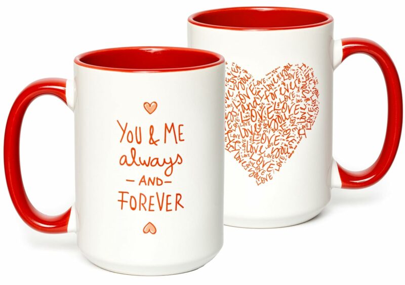 You & Me Always And Forever 14oz Stainless Steel Mug - Great for Hot or Cold Drinks, Coffee, Valentine's Day, Anniversaries, Birthdays, Wife, Husband, Girlfriend, Boyfriend,...