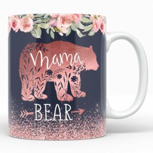 YouNique Designs Mama Bear Mug, 11 Ounces, Mom Mug, Mama Bear Cup, Mama Bear Coffee Mug, Unique Mothers Day Coffee Mug From Daughter And Son, Best Mom Ever (White)