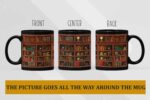 2IMT Library Bookshelf Mugs for Readers - Librarian Club Cup Bookish Items Bookworm Coffee Mug Gifts for Book Lovers Black 11oz
