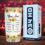 34HD Inspirational Religious Gifts for Women, Christian Tumbler with Lid, 20 oz Stainless Steel Bible Verse Coffee Mug, Sunflower Cup, Mothers Day Gifts for Christian Mom...