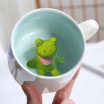 3D Animal Ceramic Coffee Mug, 400ML Cute Cartoon Handmade Panda Mugs, Funny Coffee Mugs for Women, Daughter Gifts, Birthday Present Idea for Coffee Milk Tea Lovers (Frogs)