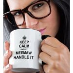 3dRose Keep Calm And Let Mammy Handle It Fun Funny Grandma Grandmother Gift Ceramic Mug, 11 oz, Black