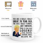 70th Birthday Gift Trump Mug,11 Ounces, Funny Donald Trump Gag Coffee Mugs,1952 70 Year Old Birthday Gifts for Him, Friend, Dad, Brother, Husband, Grandpa, Coworker