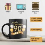 90th Birthday Gifts for Women Men, 1935 Old Time Information, 90th Birthday Mug, 90th Birthday For Her & Him, Unique Funny 90th Bday Gift Idea, Milestone Birthday, 12oz Black Gold