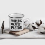 Andaz Press 11oz. Stainless Steel Campfire Coffee Mug Gag Gift, World's Okayest Pastor, 1-Pack, Enamel Metal Camping Camp Cup Pastor Mug, Includes Gift Box Youth Pastor Gifts...