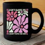 Anti Trump I Didn't Vote For Him Retro Wildflowers Feminist Gift Black Mug (Black, 11oz)