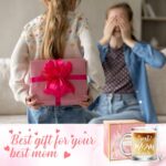 Best Mom Ever Glass Coffee Mug Mom Mother Gifts Birthday Gifts for Mom from Daughter Son Women Gifts for Mom Mother's Day Gifts 12 oz with Spoon and Gift Box