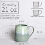 Bosmarlin Large Ceramic Coffee Mug, Green Big Tea Cup for Office and Home, 21 Oz, Dishwasher and Microwave Safe (Pale Green, 1)
