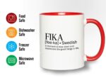Bubble Hugs Encouragement Red Two Tone Coffee Mug 11Oz - Fika A Moment To Slow Down An Appreciate The Good Thing In Life - Swedish Sweden Definition Positive Quote Motivational
