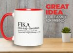 Bubble Hugs Encouragement Red Two Tone Coffee Mug 11Oz - Fika A Moment To Slow Down An Appreciate The Good Thing In Life - Swedish Sweden Definition Positive Quote Motivational