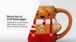 Christmas Earthenware 15-Ounce Gingerbread Man Coffee Mug in Red and White Scarf - Cute Holiday Gift Mug