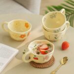 Creative Cute Coffee Mug Floral Ceramic Coffee Mug Flower Cute Cup for Women Girl 8.5oz Handmade Hot Chocolate Mugs for Latte Milk Tea Valentine’s Day Mother’s Day Birthday...
