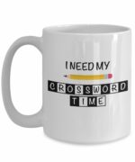 Crossword Puzzle Mug - 15oz White Ceramic Cylindrical Mug - Gifts For Puzzle Lovers, Book Lovers, Men, Women, Seniors - Hot Drinks