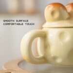 Cute Funny Rabbit Coffee Mugs Anime Mug For Women, Unique Kawaii Ceramic Coffee Tea Cups, Office Gift For Coworker, Creative Cartoon Gift For Animal Lover (Cheese Rabbit)